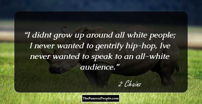 I didnt grow up around all white people; I never wanted to gentrify hip-hop, Ive never wanted to speak to an all-white audience.