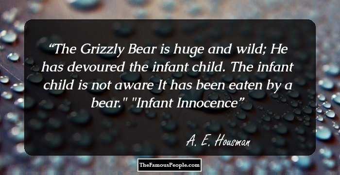 The Grizzly Bear is huge and wild;
He has devoured the infant child.
The infant child is not aware
It has been eaten by a bear.