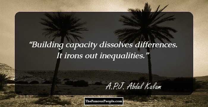Building capacity dissolves differences. It irons out inequalities.