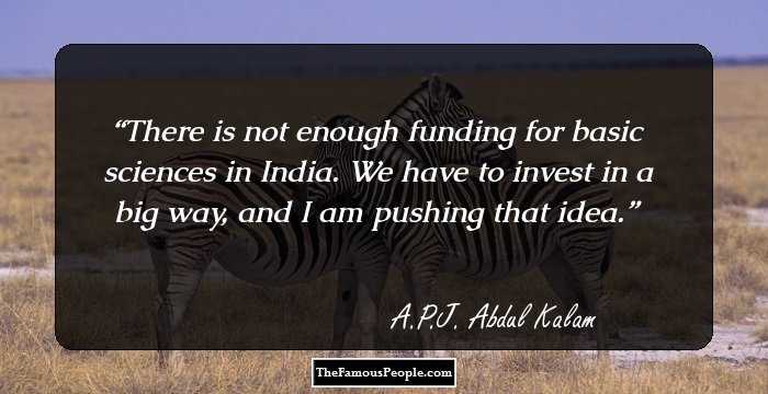 There is not enough funding for basic sciences in India. We have to invest in a big way, and I am pushing that idea.