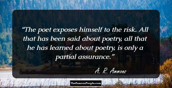 The poet exposes himself to the risk. All that has been said about poetry, all that he has learned about poetry, is only a partial assurance.