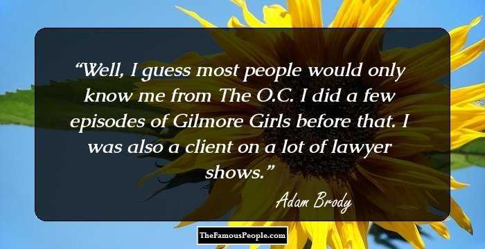 Well, I guess most people would only know me from The O.C. I did a few episodes of Gilmore Girls before that. I was also a client on a lot of lawyer shows.