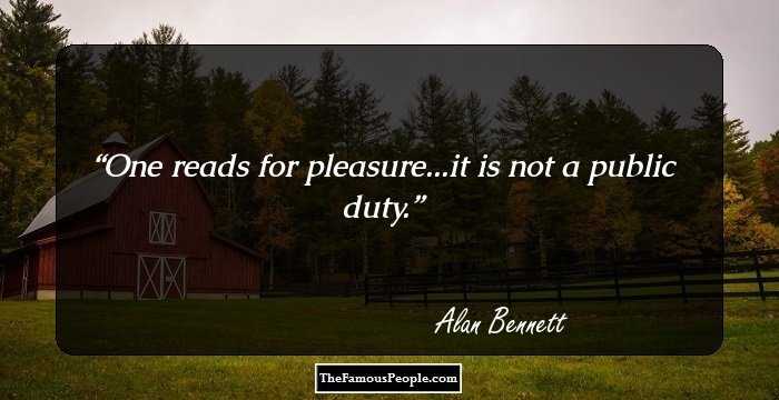 One reads for pleasure...it is not a public duty.