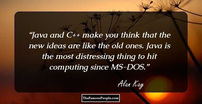 Java and C++ make you think that the new ideas are like the old ones. Java is the most distressing thing to hit computing since MS-DOS.