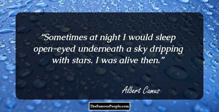 Sometimes at night I would sleep open-eyed underneath a sky dripping with stars. I was alive then.