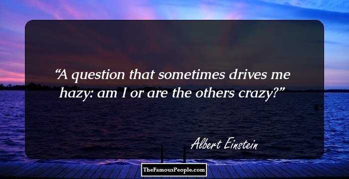 A question that sometimes drives me hazy: am I or are the others crazy?