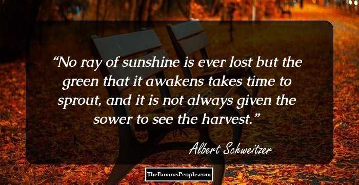No ray of sunshine is ever lost but the green that it awakens takes time to sprout, and it is not always given the sower to see the harvest.