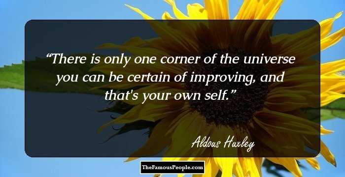 There is only one corner of the universe you can be certain of improving, and that's your own self.