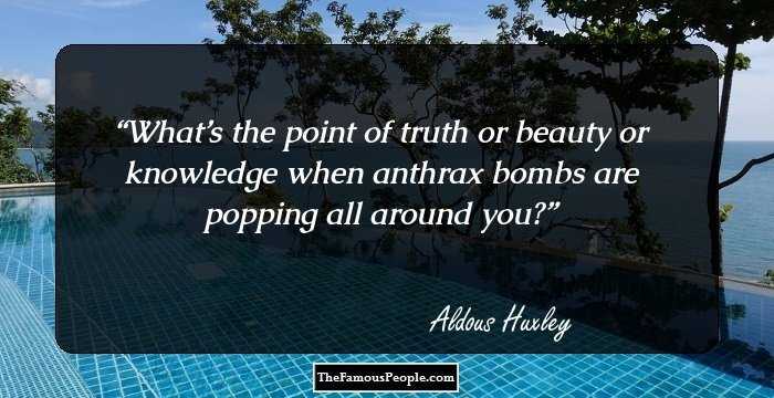 What’s the point of truth or beauty or knowledge when anthrax bombs are popping all around you?