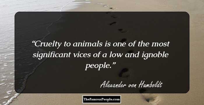 Cruelty to animals is one of the most significant vices of a low and ignoble people.