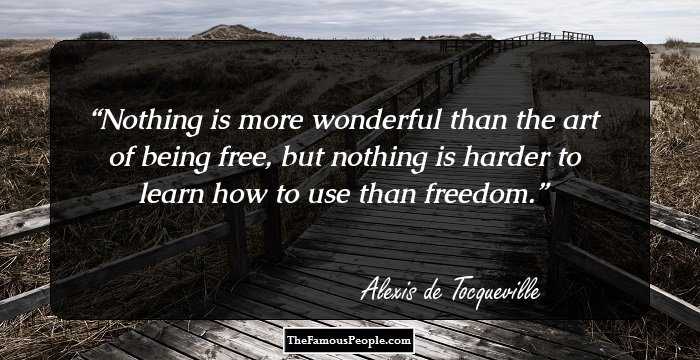 Nothing is more wonderful than the art of being free, but nothing is harder to learn how to use than freedom.