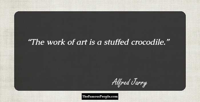 The work of art is a stuffed crocodile.