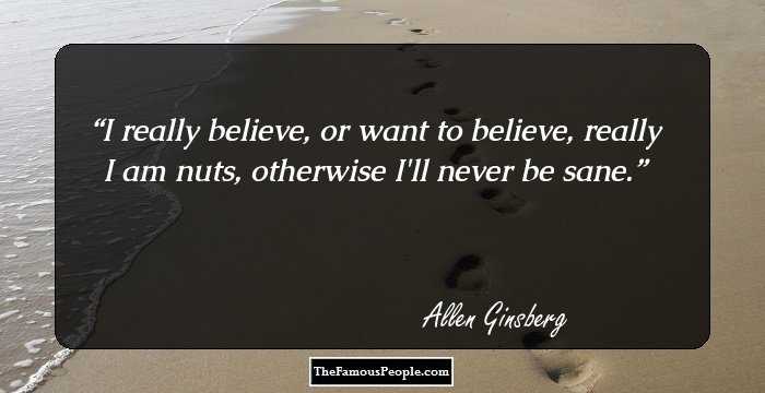 I really believe, or want to believe, really I am nuts, otherwise I'll never be sane.