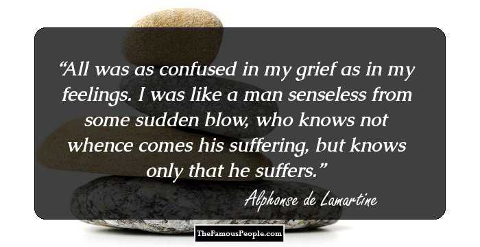 All was as confused in my grief as in my feelings. I was like a man senseless from some sudden blow, who knows not whence comes his suffering, but knows only that he suffers.