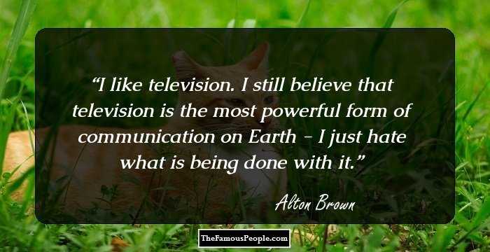 I like television. I still believe that television is the most powerful form of communication on Earth - I just hate what is being done with it.