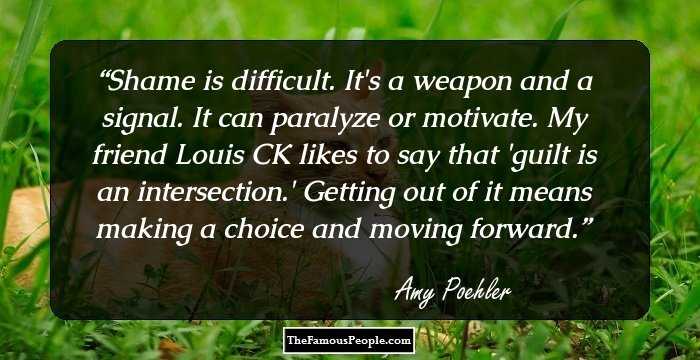 Shame is difficult. It's a weapon and a signal. It can paralyze or motivate. My friend Louis CK likes to say that 'guilt is an intersection.' Getting out of it means making a choice and moving forward.