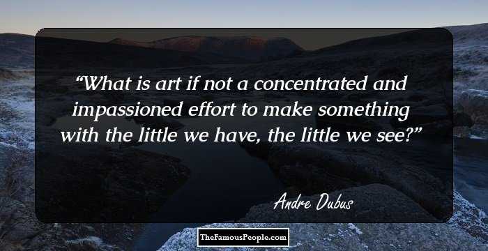 What is art if not a concentrated and impassioned effort to make something with the little we have, the little we see?