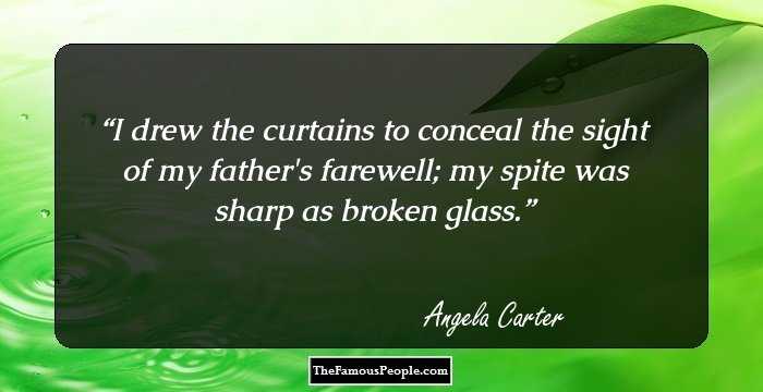 I drew the curtains to conceal the sight of my father's farewell; my spite was sharp as broken glass.