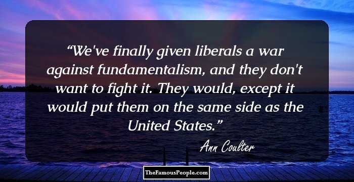 We've finally given liberals a war against fundamentalism, and they don't want to fight it. They would, except it would put them on the same side as the United States.