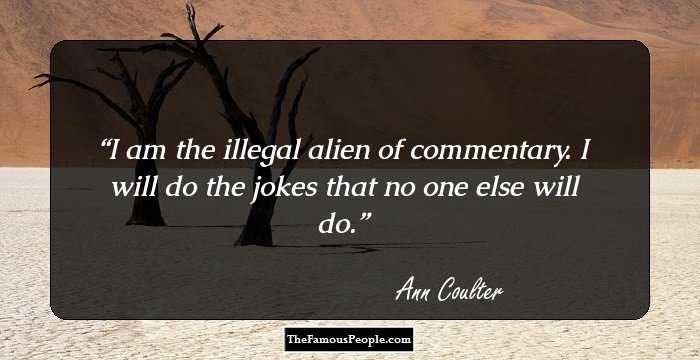 I am the illegal alien of commentary. I will do the jokes that no one else will do.