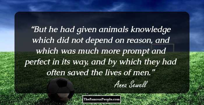 But he had given animals knowledge which did not depend on reason, and which was much more prompt and perfect in its way, and by which they had often saved the lives of men.