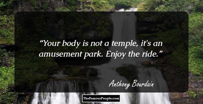 Your body is not a temple, it's an amusement park. Enjoy the ride.