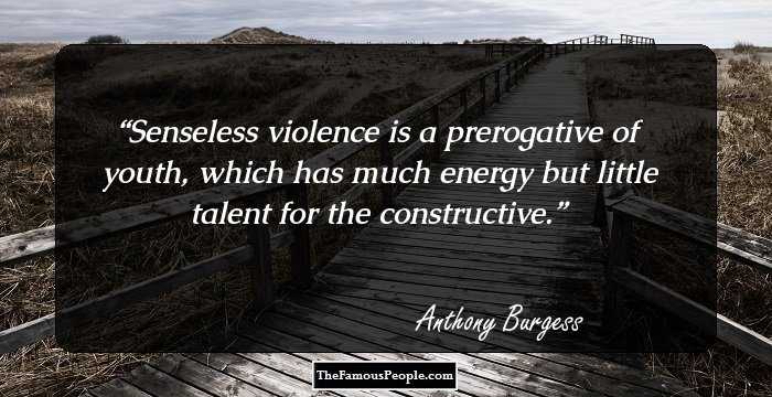 Senseless violence is a prerogative of youth, which has much energy but little talent for the constructive.