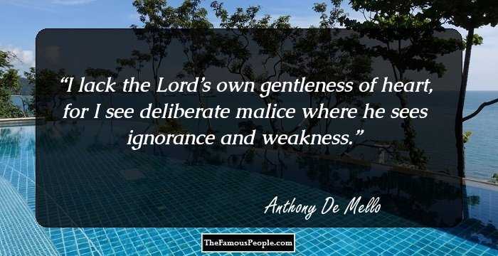 I lack the Lord’s own gentleness of heart, for I see deliberate malice where he sees ignorance and weakness.