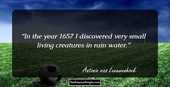In the year 1657 I discovered very small living creatures in rain water.