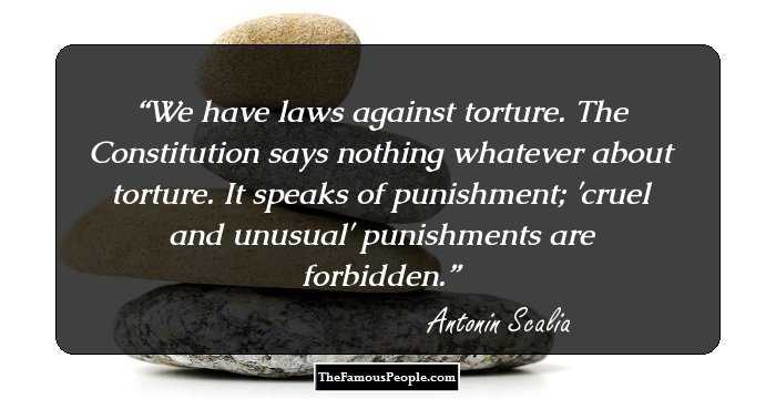 We have laws against torture. The Constitution says nothing whatever about torture. It speaks of punishment; 'cruel and unusual' punishments are forbidden.
