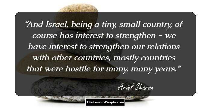 And Israel, being a tiny, small country, of course has interest to strengthen - we have interest to strengthen our relations with other countries, mostly countries that were hostile for many, many years.