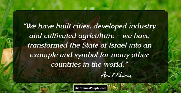 We have built cities, developed industry and cultivated agriculture - we have transformed the State of Israel into an example and symbol for many other countries in the world.