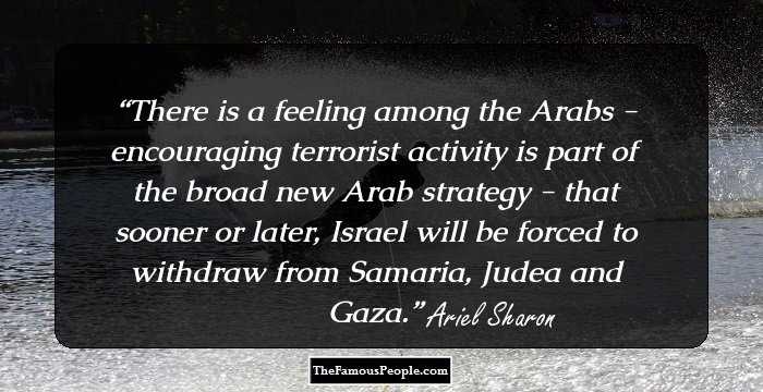 There is a feeling among the Arabs - encouraging terrorist activity is part of the broad new Arab strategy - that sooner or later, Israel will be forced to withdraw from Samaria, Judea and Gaza.