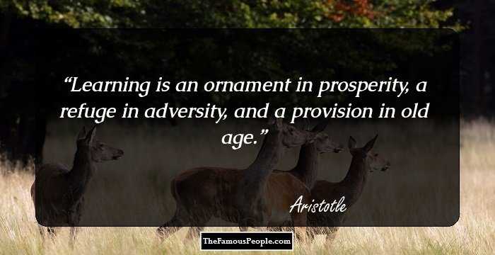 Learning is an ornament in prosperity, a refuge in adversity, and a provision in old age.