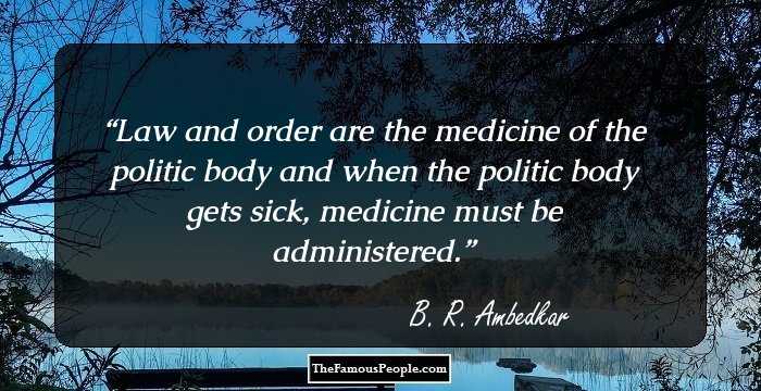 Law and order are the medicine of the politic body and when the politic body gets sick, medicine must be administered.