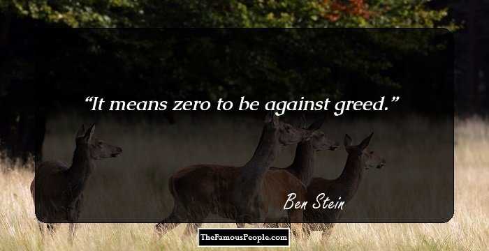 It means zero to be against greed.