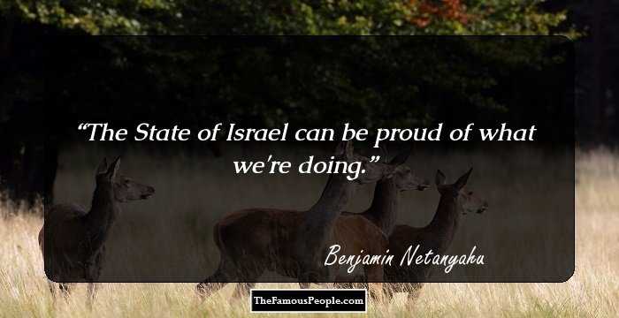 The State of Israel can be proud of what we're doing.
