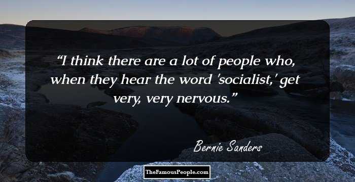 I think there are a lot of people who, when they hear the word 'socialist,' get very, very nervous.
