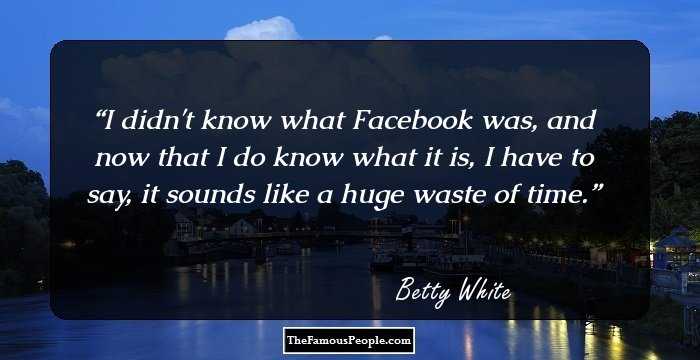 I didn't know what Facebook was, and now that I do know what it is, I have to say, it sounds like a huge waste of time.
