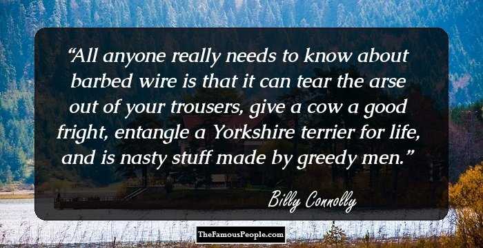 All anyone really needs to know about barbed wire is that it can tear the arse out of your trousers, give a cow a good fright, entangle a Yorkshire terrier for life, and is nasty stuff made by greedy men.