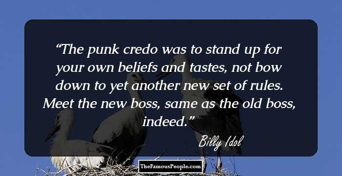 The punk credo was to stand up for your own beliefs and tastes, not bow down to yet another new set of rules. Meet the new boss, same as the old boss, indeed.