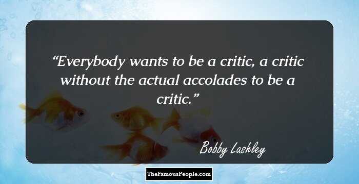 Everybody wants to be a critic, a critic without the actual accolades to be a critic.