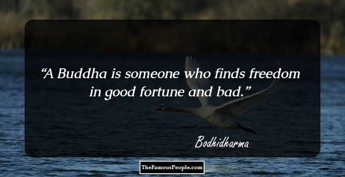 A Buddha is someone who finds freedom in good fortune and bad.