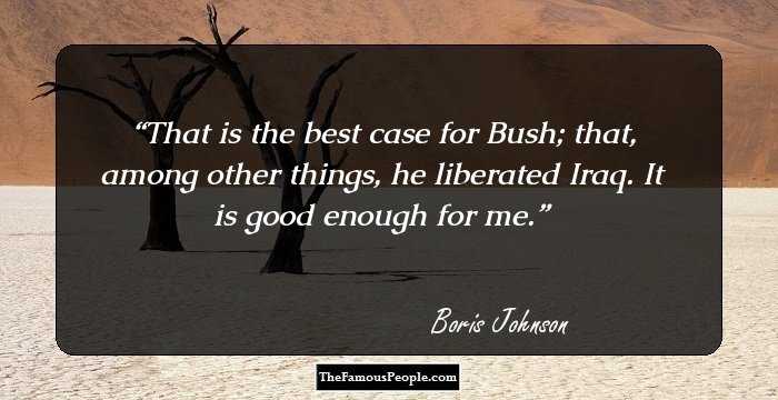 That is the best case for Bush; that, among other things, he liberated Iraq. It is good enough for me.