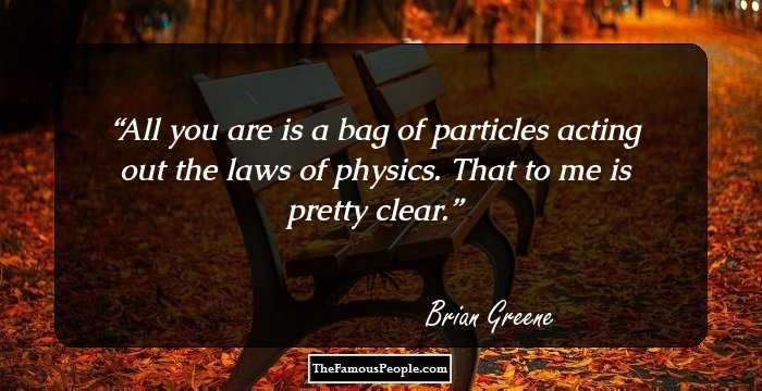 All you are is a bag of particles acting out the laws of physics. That to me is pretty clear.