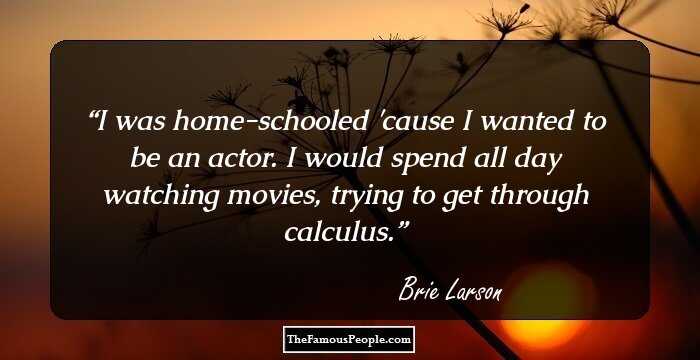 I was home-schooled 'cause I wanted to be an actor. I would spend all day watching movies, trying to get through calculus.