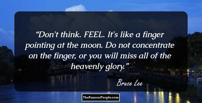 Don't think. FEEL. It's like a finger pointing at the moon. Do not concentrate on the finger, or you will miss all of the heavenly glory.