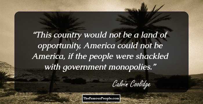 This country would not be a land of opportunity, America could not be America, if the people were shackled with government monopolies.