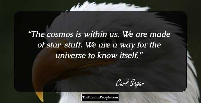 The cosmos is within us. We are made of star-stuff. We are a way for the universe to know itself.
