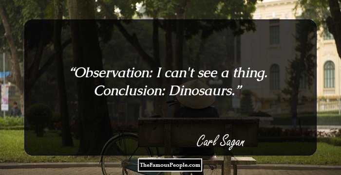Observation: I can't see a thing. Conclusion: Dinosaurs.